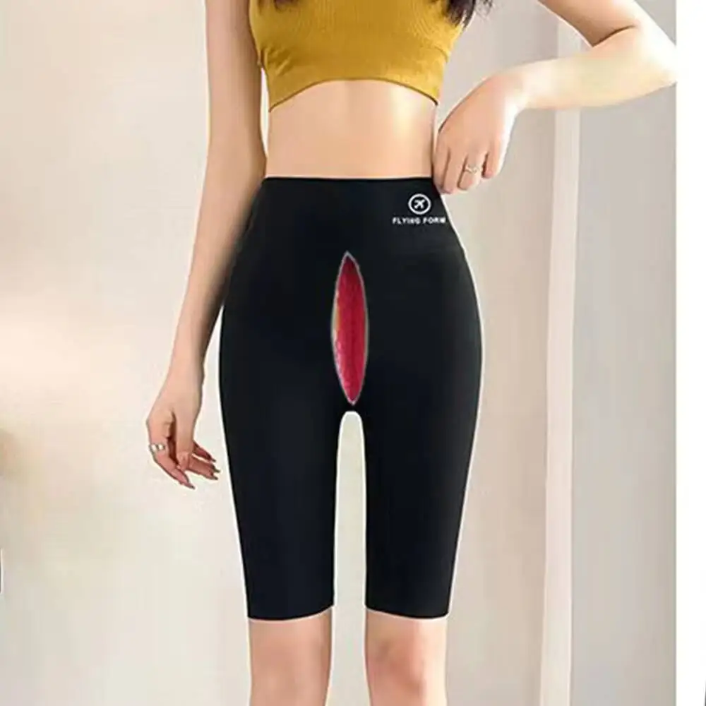 

Tummy Control Workout Yoga Shorts Open Crotch High Waisted Gym Running Biker Shorts