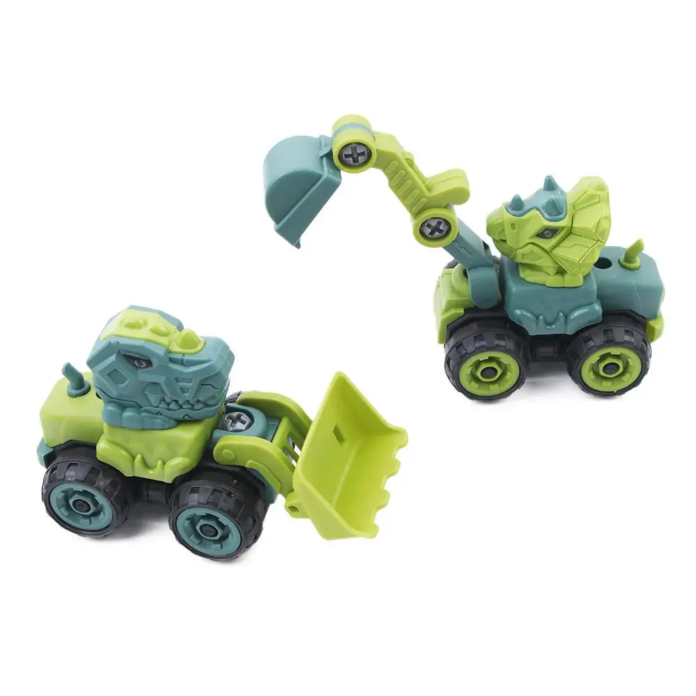 Car Child Gift Car Model Bulldozer DIY Model Educational Toy Dinosaur Engineering Car Dinosaur Car Toy Engineering Team Car