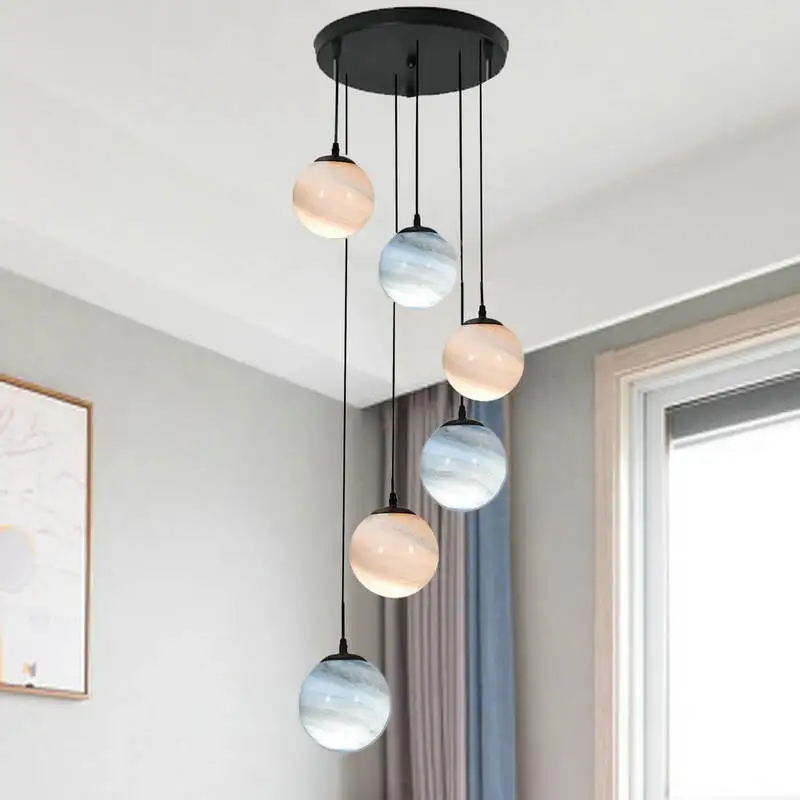 

Wandering Earth Stair Lamp Rotating Jump Floor Long Chandelier