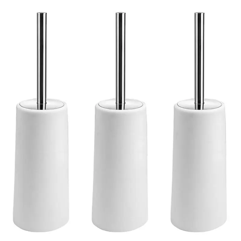 

ABJN-3X Toilet Brush And Holder, 2 Pack Toilet Brush With 304 Stainless Steel Long Handle, Toilet Bowl Brush White