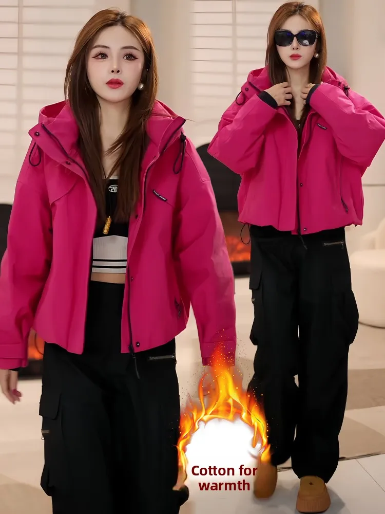 여성용 겨울 패션 기모 안감 루즈핏 캐주얼 작업복 재킷 또는 아우터웨어 코트 따뜻한 지퍼 클로저 롱 슬리브