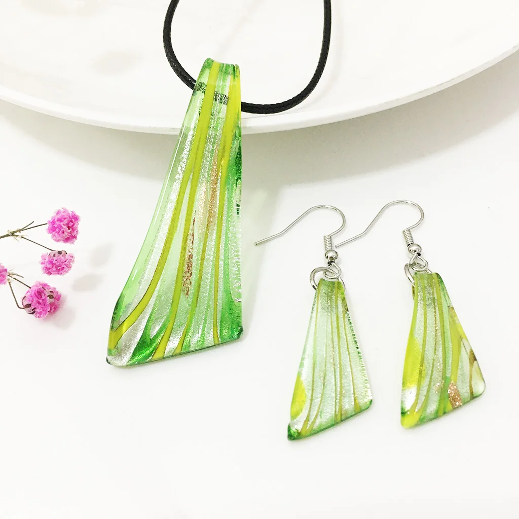 1 Set DIY Crystal Green Glass Knife Pendant Necklace Earrings For Women Jewelry Creative Commemorative Gift Festival Gift Cheap