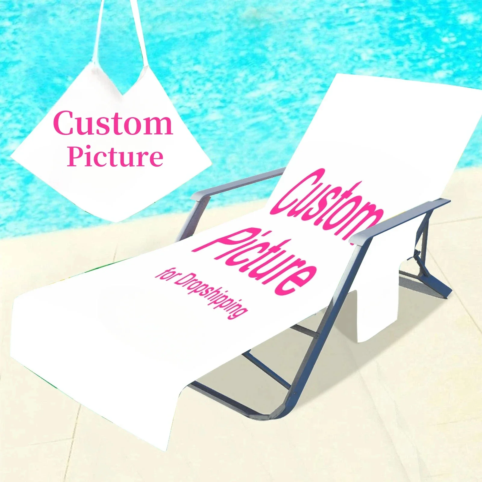 

Custom Beach Chair Cover Holiday Garden Swimming Pool Lounger Chairs Cover with Storage Pocket Summer Quick Drying Beach Towel