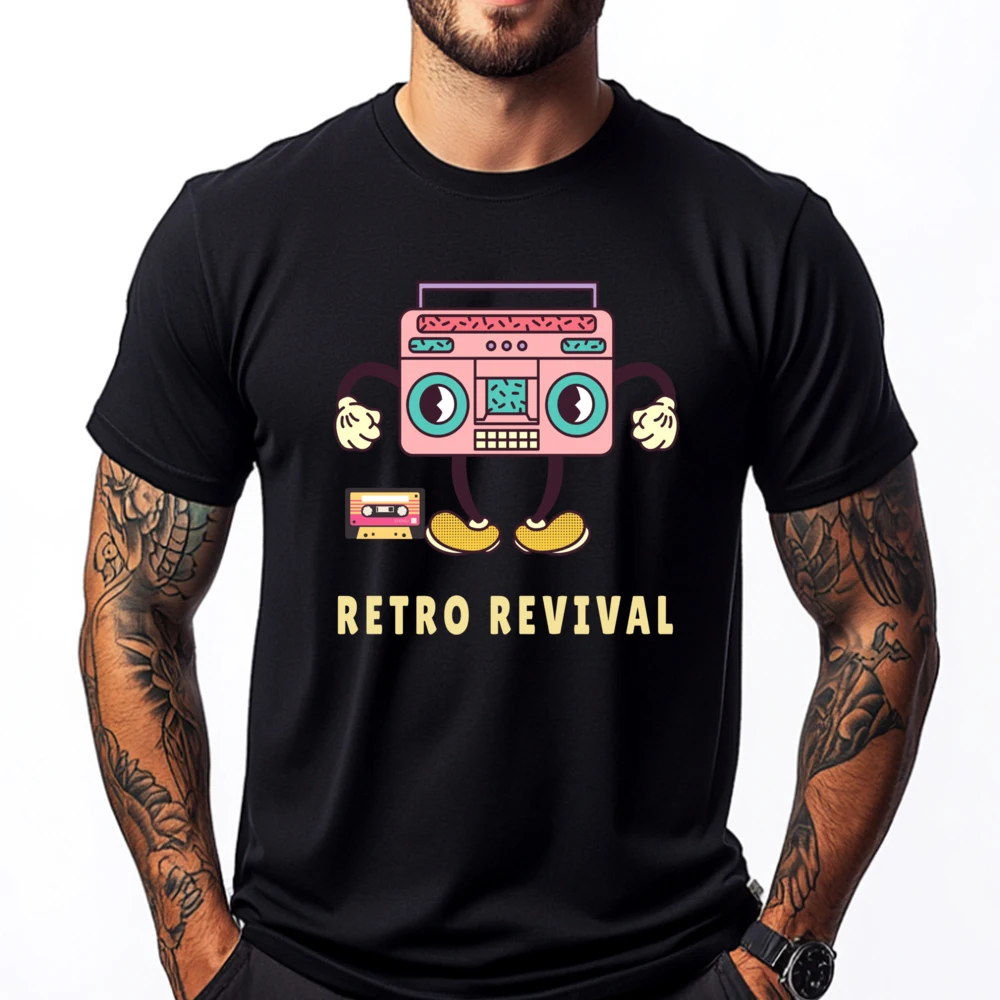 

Retro Revival Cute Cassette Designs Present Hiphop Streetwear Men Clothes Man Tops Tees Aesthetic