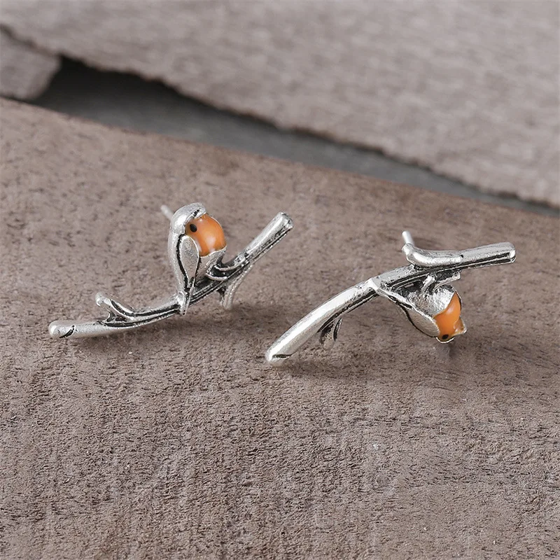 DIY accessories Niche European and American retro oil dripping bird branches earrings rings necklaces simple animal versatile al