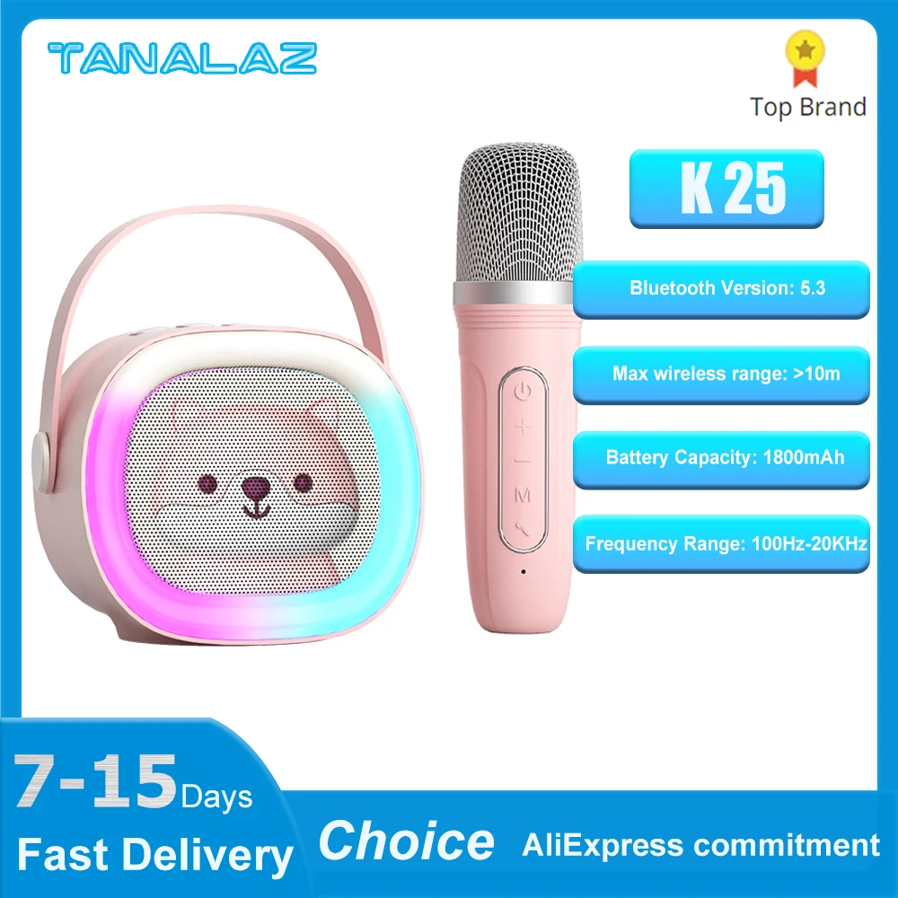 

TANALAZ K25 Bluetooth 5.3 Speaker Portable Home Cute Karaoke Mini Wireless Audio with Microphone K Song Family Singing Machines