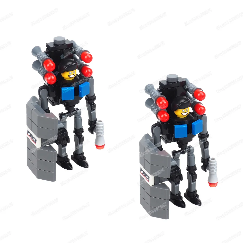 Shield Toilet Man Patrol Mechaman Building Block Assemble Moc Bathroom Figures Multiverse War Equipment Model Child Gift Boy Toy