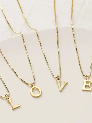 A-Z Initial Necklace 18K Gold Plated Necklace Cute Letter Stainless Steel Necklace for Women