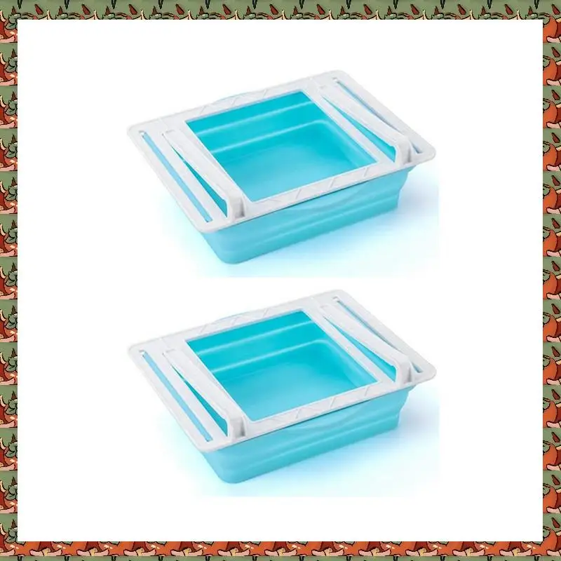 

Drawer Refrigerator Storage Box Clear Plastic Organizer Bins Square Crisper Refrigerator Shelf Fridge Easy To Use Blue