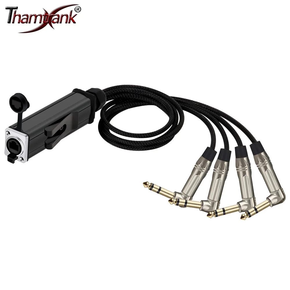 

RJ45 CAT5 to 6.35mm Right Angle 6.3mm Male Plug Gold Plated 1/4 Inch MIC Guitar Connector Audio Cable Extender for Stage Mixer