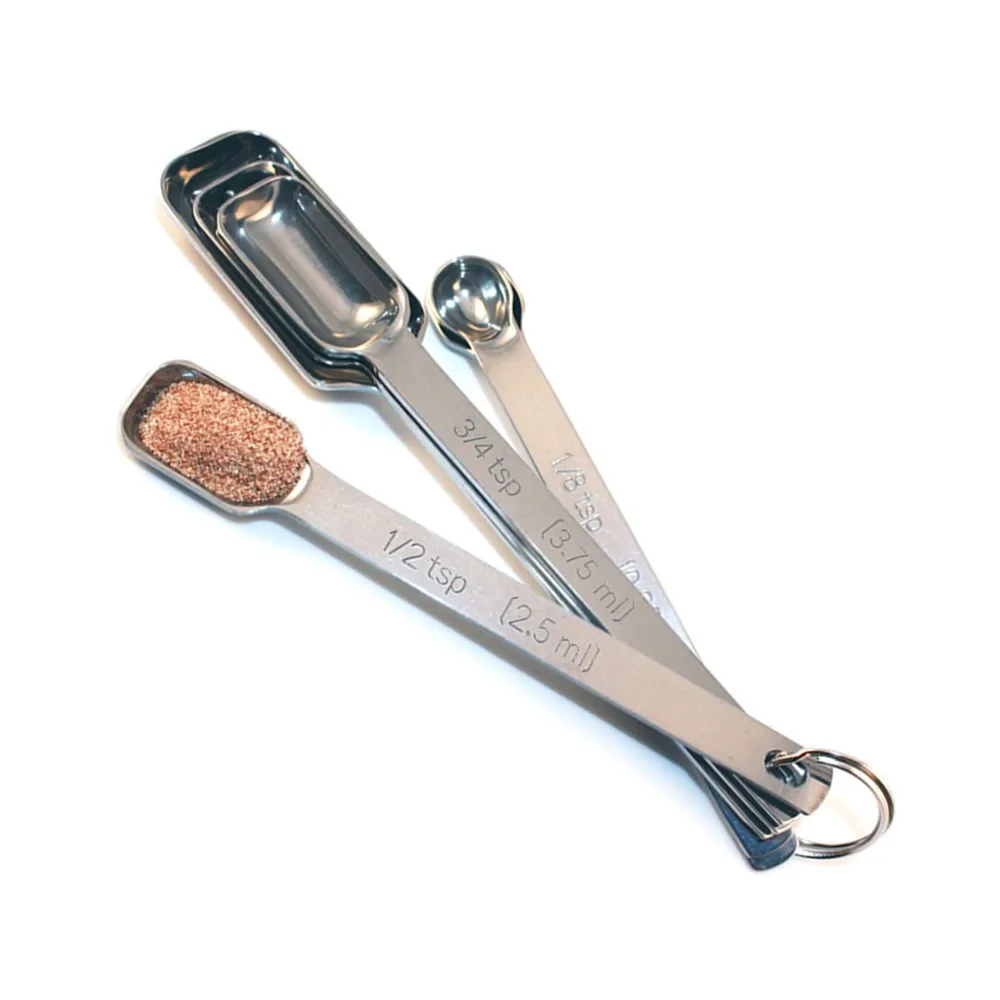 New 6 pcs/set Narrow Stainless Steel Measuring Spoons Good for scooping into jars Chef Quality Commercial Durability