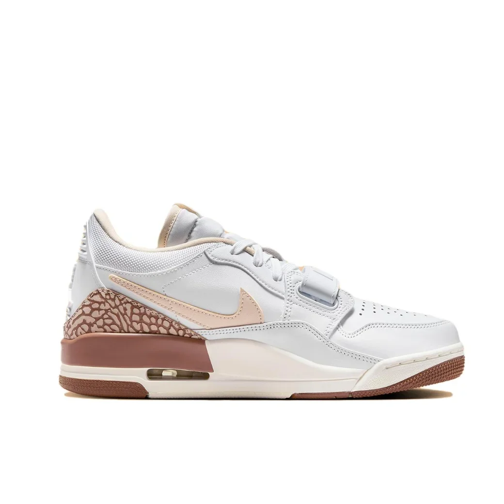 Nike AIR JORDAN LEGACY 312 Low Men's and Women's Basketball Shoes Shock Absorbing and Slip Resistant White and Brown Colorways