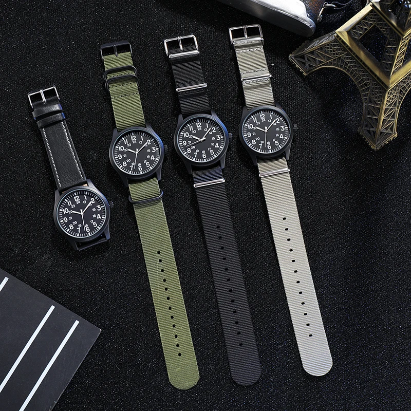 Reloj de pulsera para hombre, moda verde militar, deportes al aire libre, reloj de nailon delgado para hombre, marca Original, relojes de diseño baratos, resistente al agua