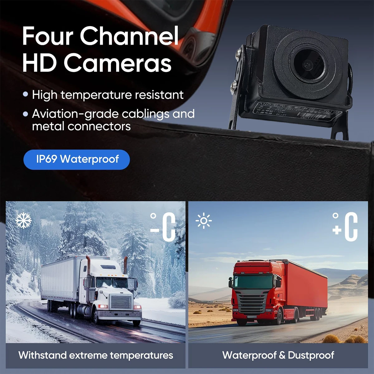 1080p 4-Channel Backup Camera Dash Cam For RVs/Trucks/Vans, 10.1