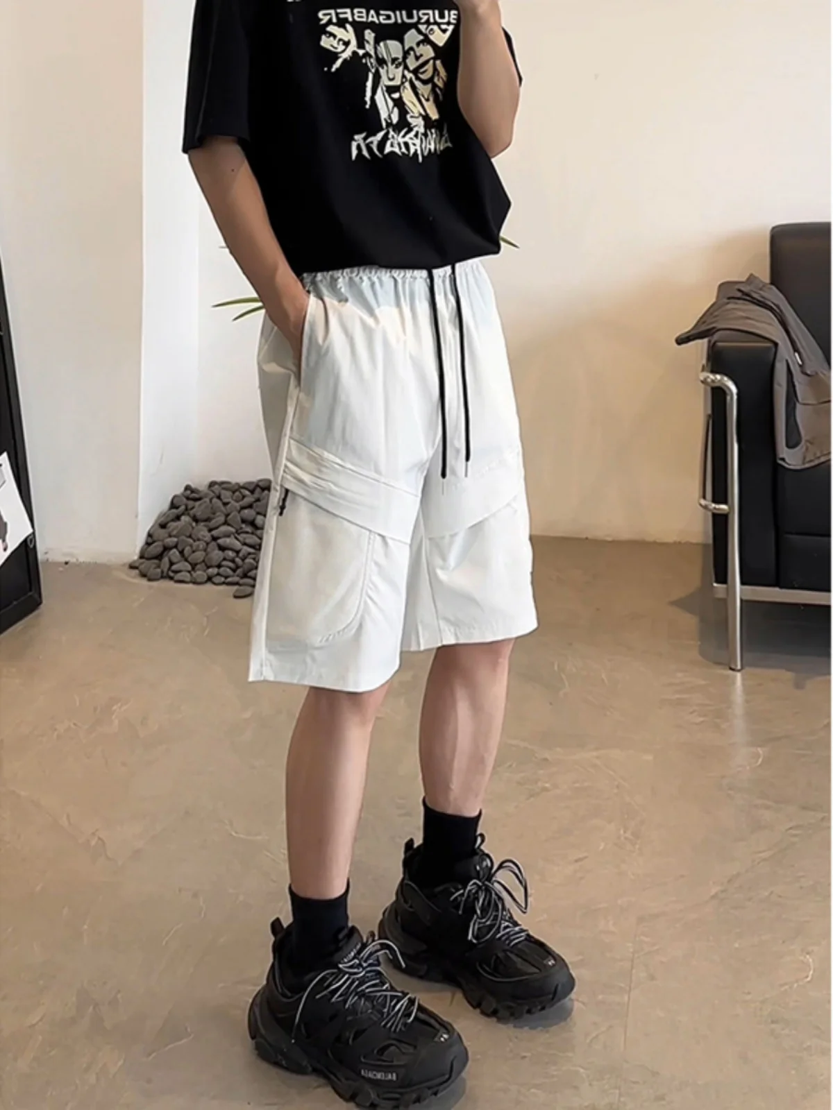 

Men's Summer Faion Sports Qui Dry Five-Quarter Nylon Outdoor Climbing orts Straight Leg Mid-Low Waist Casual Pants