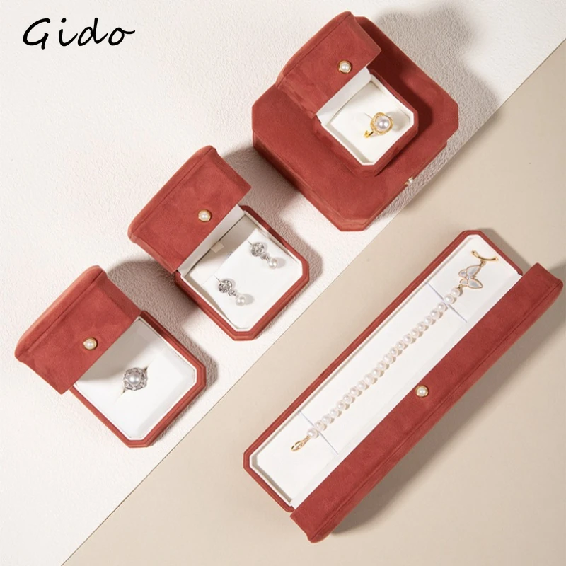 

Octagonal Jewelry Box with Pearl Square Buckle Storage Case for Rings Pendants Earrings Necklaces Jewelry Packaging Box