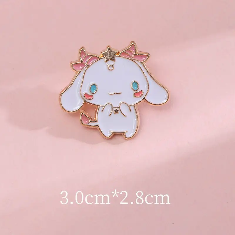 Sanrio Cinnamoroll Brooch Action Anime Figures HelloKitty Mymelody Pochacco Metal Enamel Brooch Cute Clothing Ornaments Gifts