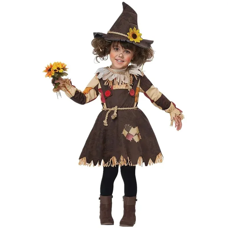 Halloween The Wizard Of Oz Scarecrow Parent-Child Costume Carnival Party Performance Circus Clown Horror Ghosts Quinn Dress lf[5
