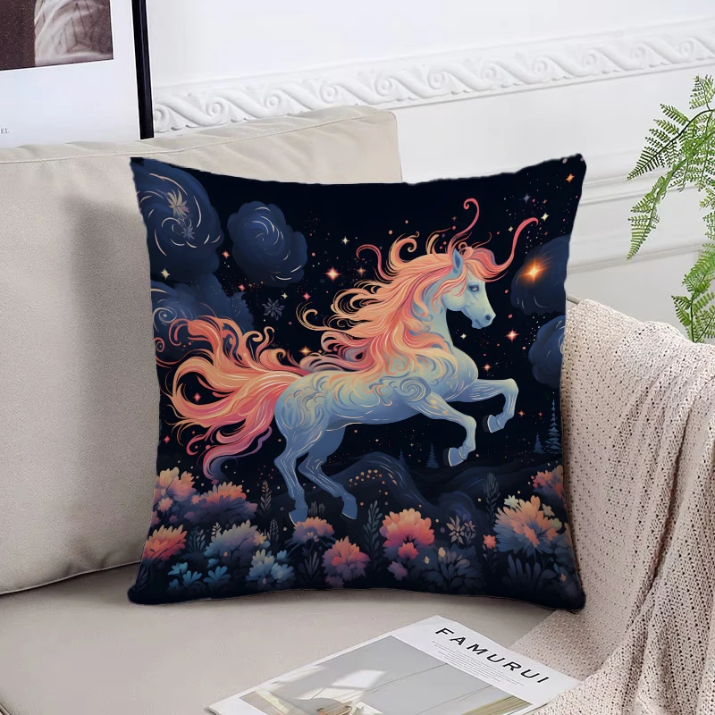 

Horse Art 45x45 Cushions Cover for Pillow Covers Decorative Luxury Aesthetic Room Decoration Pillowcase 40x40 Home Decor Cushion
