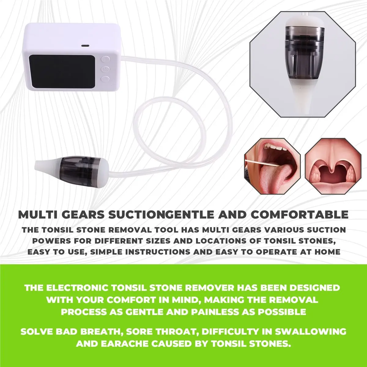 مجموعة إزالة فراغ حجر اللوزيل الإلكترونية العلوية LCD شاشة ديجيتال العناية بالفم أنبوب شفط الحلق