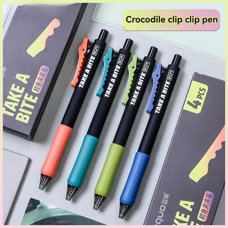 

4 шт. гелевая ручка с зажимом «крокодил», нейтральная ручка 0,5 мм, черная скоростная сушка, экзамен, гладкая водная ручка, ручка для подписи большой емкости