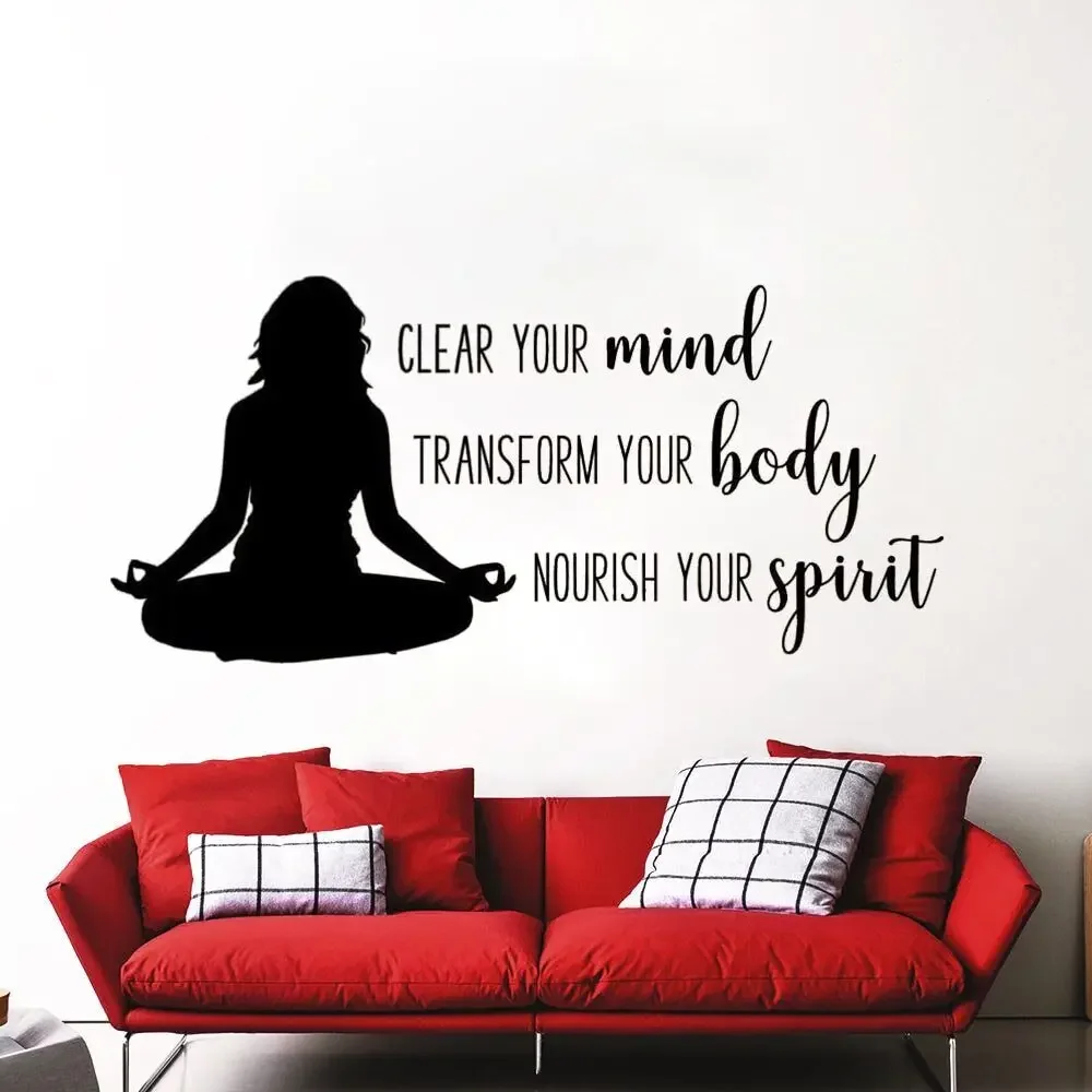 Clear Your Mind Quotes Наклейки на стену Mind Body Spirit Фрески Виниловые наклейки для йоги и спальни Тренажерный зал Фитнес Домашний декор Плакат DW13618