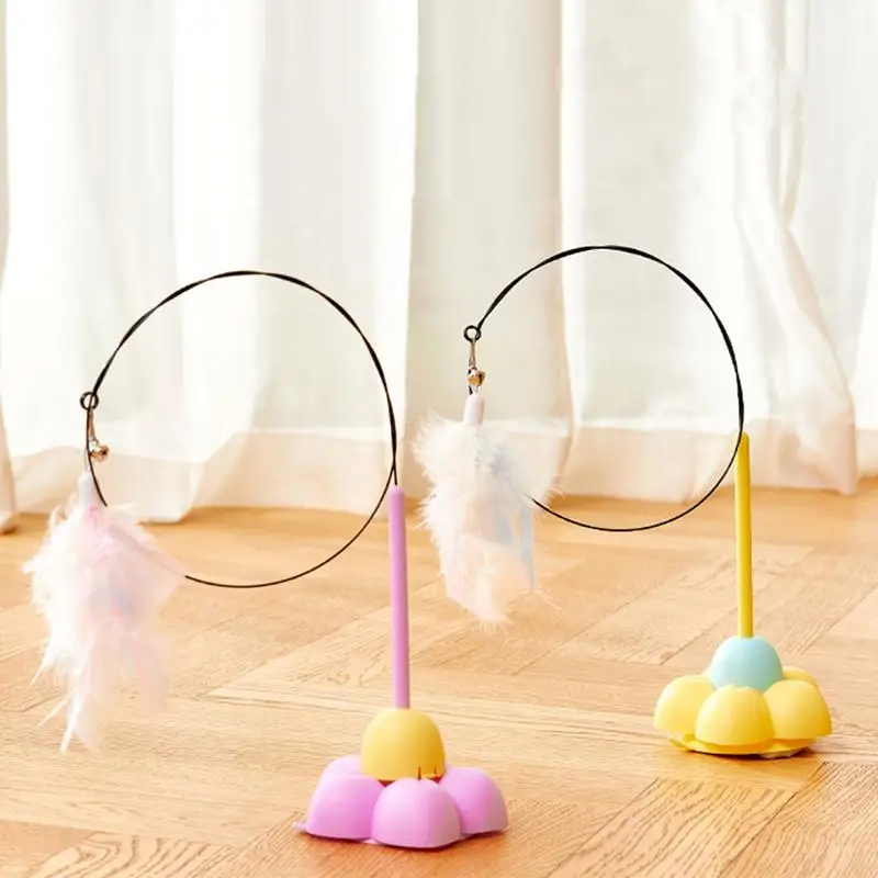 Cat Feather Wand Toys Cat Teaser Toy With Sticky Suction Cup Cat Teaser Spring String Toy For Cats Play And Exercise