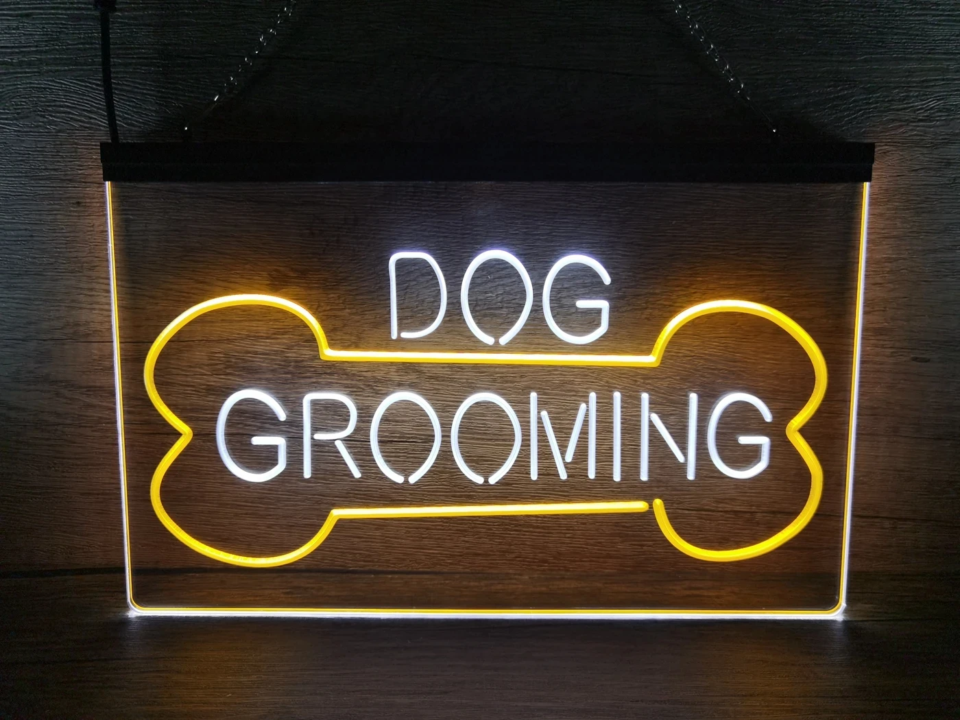 

Dog Grooming Bone Lover LED Neon Sign 2 Color Display-3D Carving Wall Art for Storefront Window Glass Shop