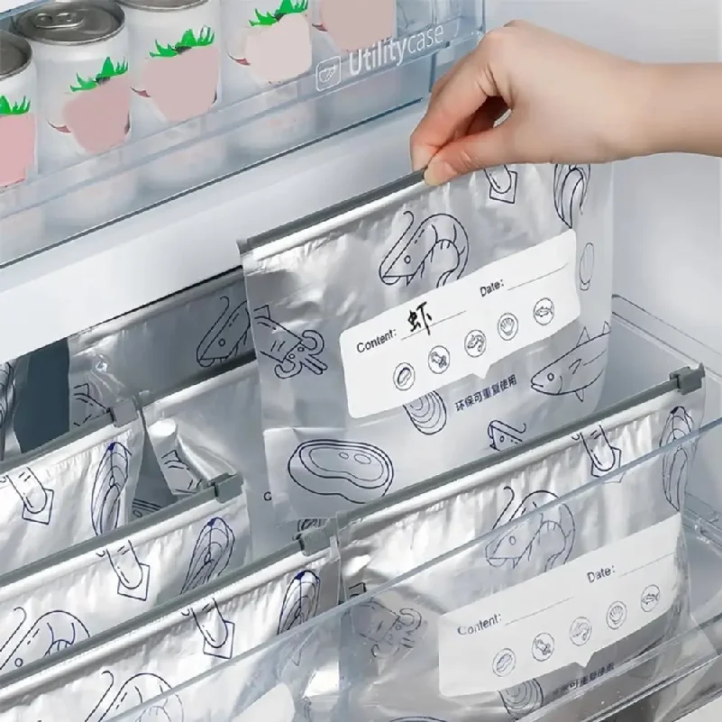 10Pcs Aluminum Foil Food Storage Bags Resealable Zipper Freezer Bags Reusable Light Blocking Freshness Pouch for Kitchen