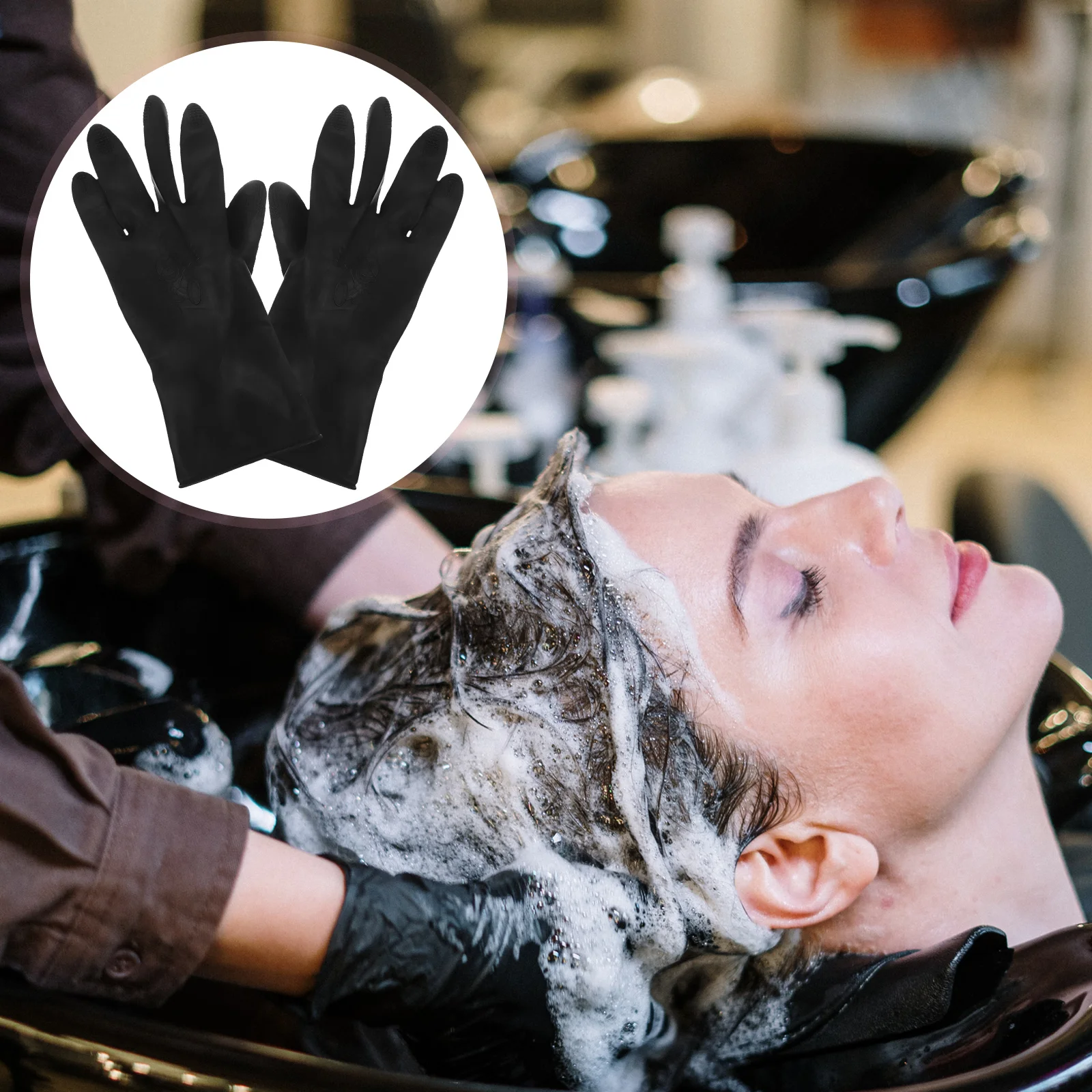 3 Pasang = 6 Pcs Hitam Pemangkas Rambut Rambut Pewarna Sarung Tangan Anti-Slip Tahan Air Pelindung Tangan Hairdressing Alat Kecantikan Rambut perawatan Tangan Alat