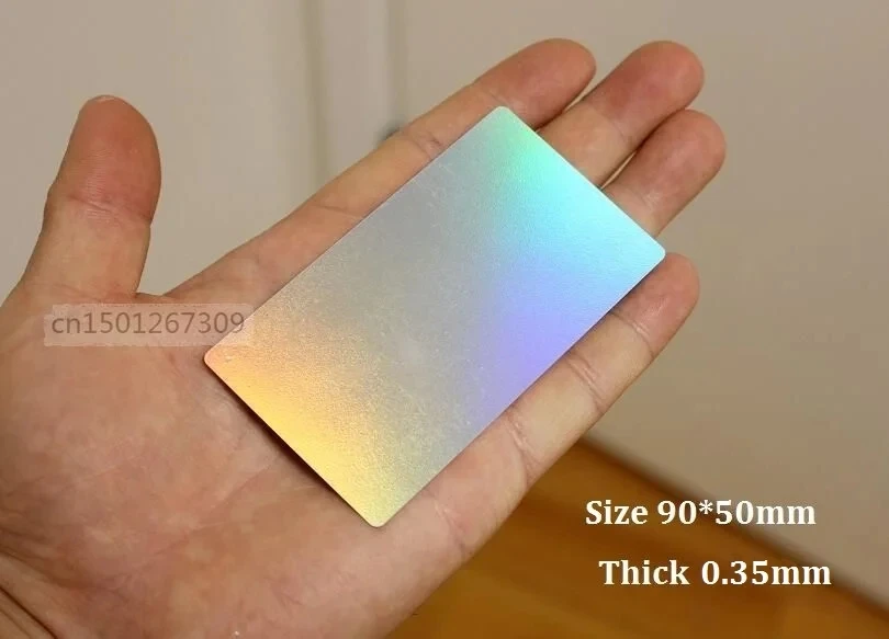 Thickness 0.35mm Silver Holographic Rainbow Color Acetate PVC Business Cards Waterproof