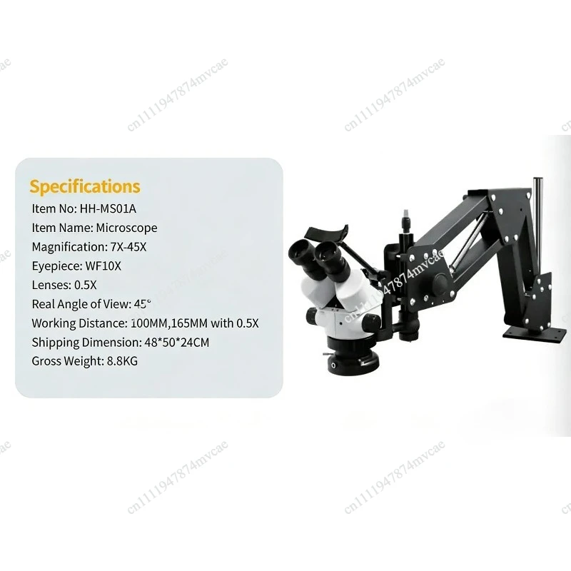 MS01B Jewelry Engraving Precision Stereoscopic Microscope, 7*45X with screen, Binocular Microscope ,Jewelry tools with LED light