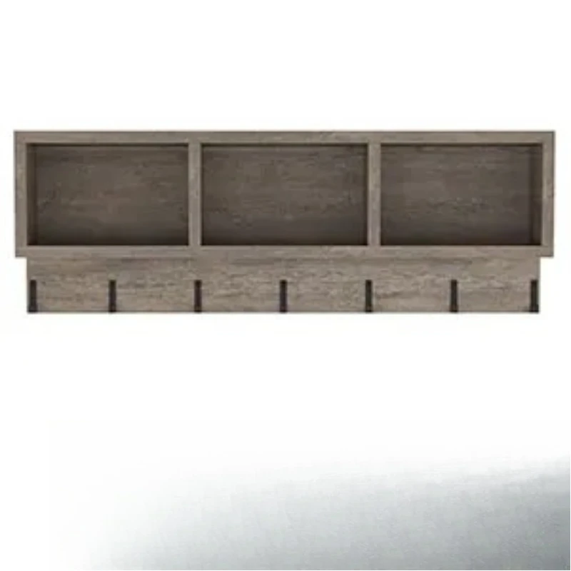 Industrial Coat Rack Shoe Bench Set, Hall Tree with 3 Cubbies, 7 Hooks for Entryway Hallway, 5 in 1 Vintage Grey