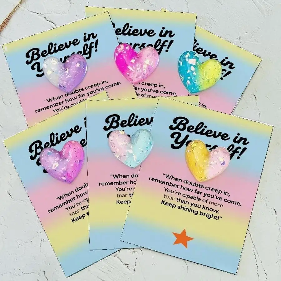 1/5/10/20/50/100pcs  Acrylic Resin Cute Heart Dog Pocket Hugs, Mini Decorative Animal Encouragement Cards for Family, Friends, a