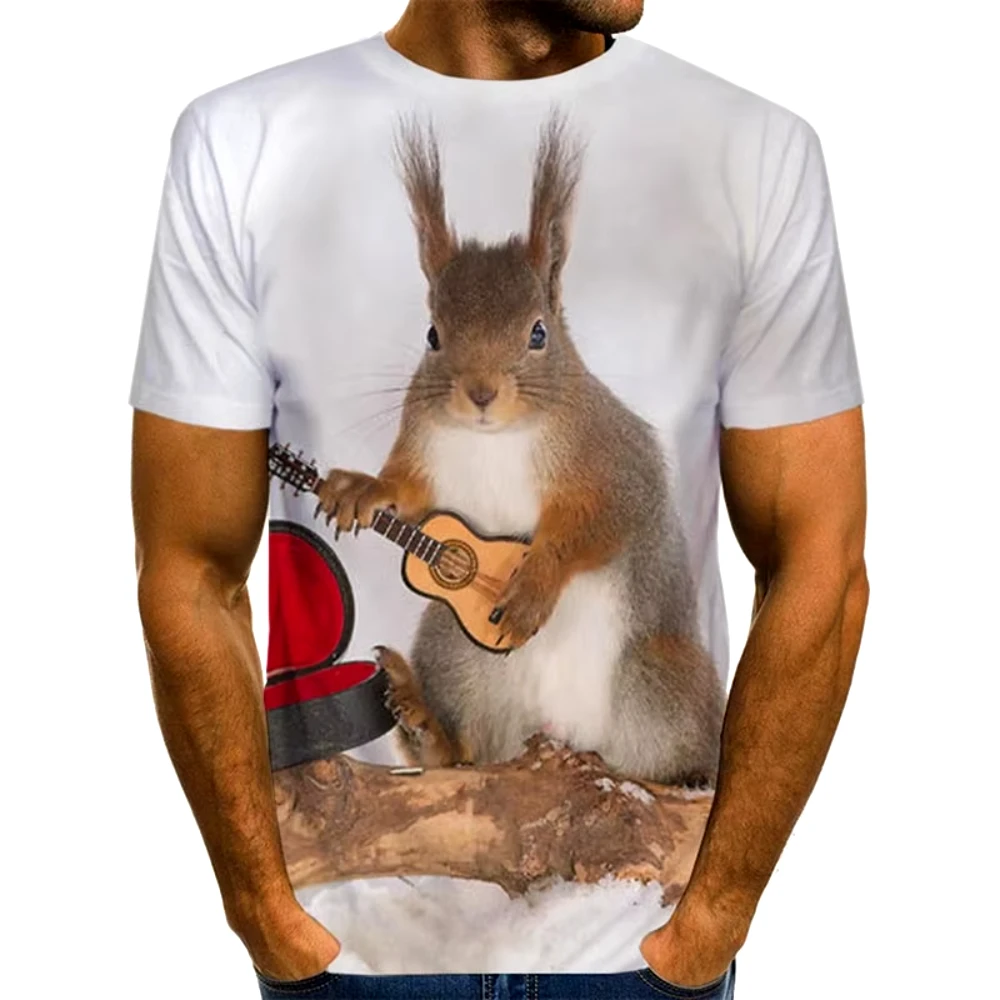 الرجال والنساء مضحك الحيوان تي شيرت ، السنجاب والكلب 3D الطباعة ، الهيب هوب قمم ، تيشيرتات للأطفال ، ملابس الصيف ، الموضة