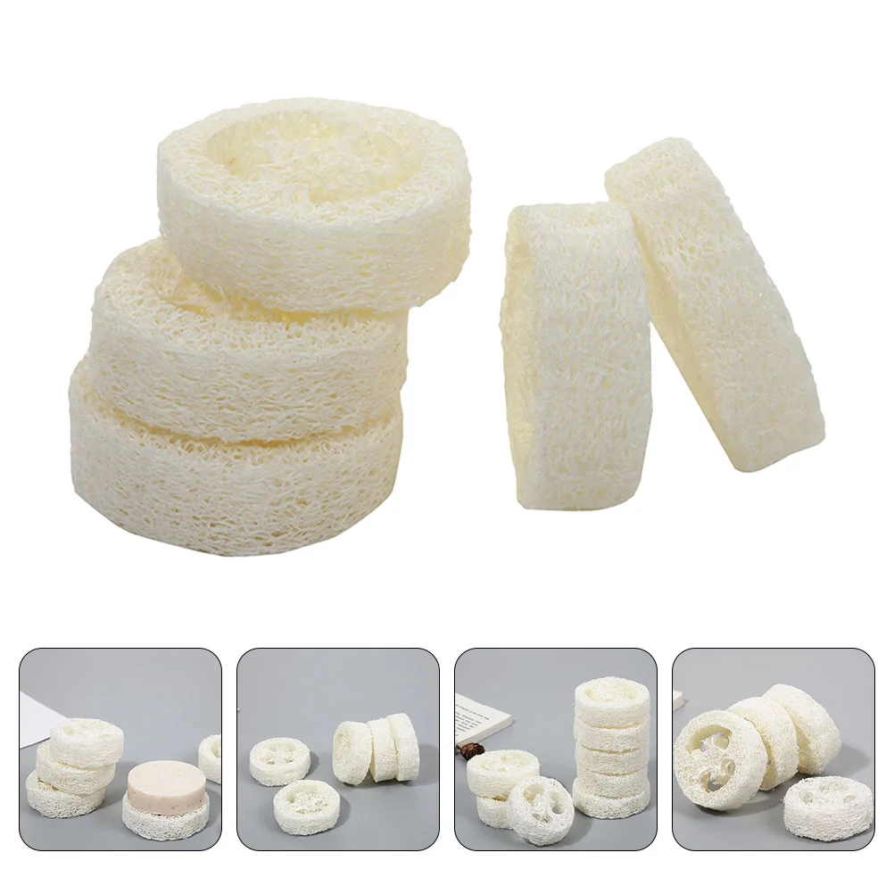 5 Pcs Bath Wipe Brush Loofah Cutnatural Sponge Foam Soap Handle Countertop Holder Stand Household Pad Dish