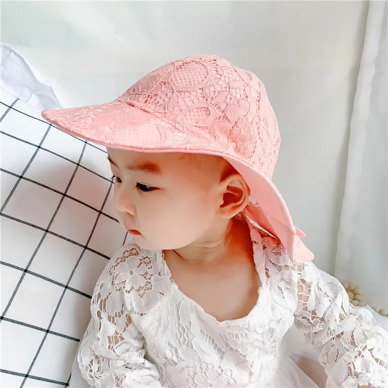 New Summer Panama Baby Sun Hat Outdoor Baby Girls Hat Lace Bowknot Cotton Baby Hat Kids Sun Caps Toddler Sunscreen Cap