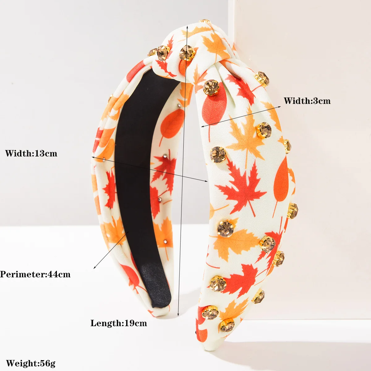 European and American New Arrival Maple Leaf Turkey Hat Print Wide Brim Knotted Headband Thanksgiving Hair Accessories for Women