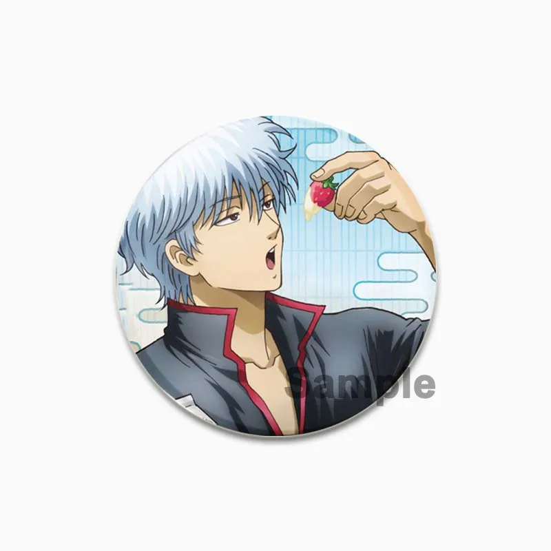 58mm Handmade Exquisite Brooches about Gintoki Sakata Kagura Yoshida Shouyou Comic Book Badge for Backpack Clothes Accessories