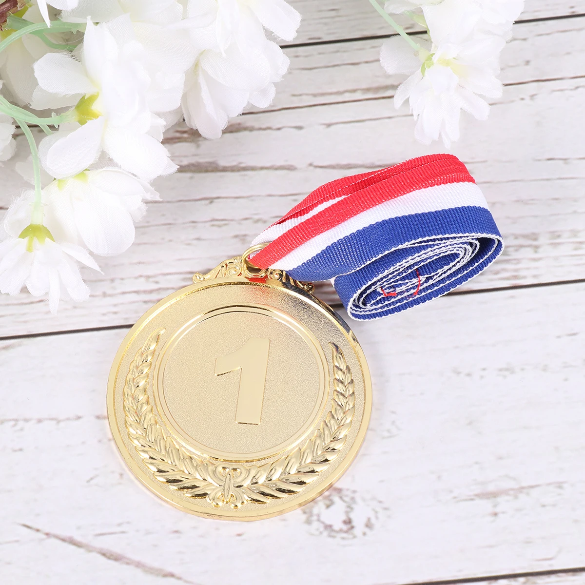 

2pcs Metal Award Medals Gold Sports Competition Prize With Neck Ribbon For Kids Silver Second Place Winner Trophy Wheat Design