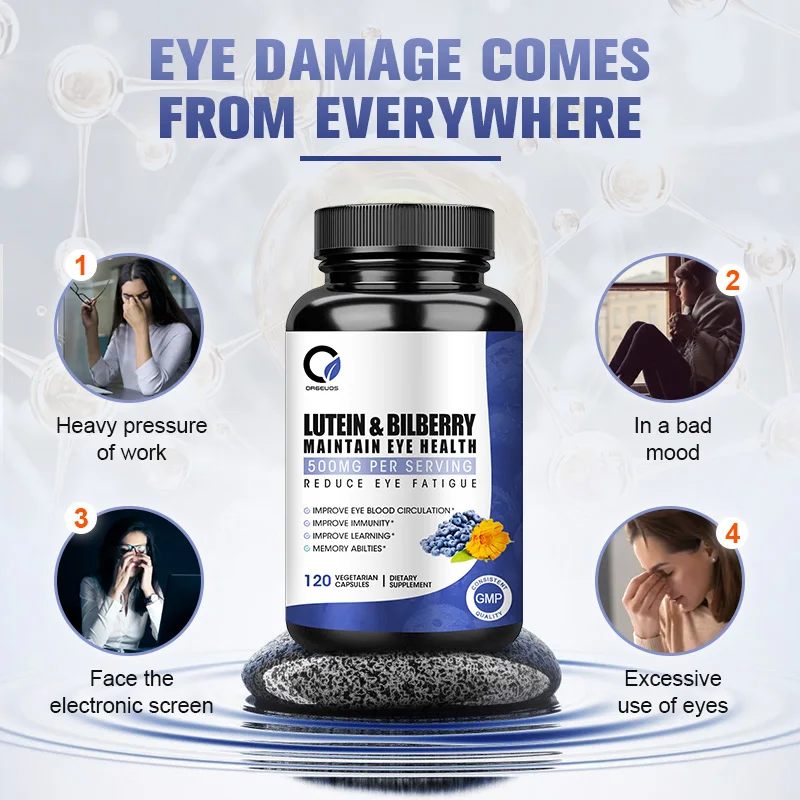 Lutein and Zeaxanthin Supplements 500 MG Eye Vitamins with Saffron for Eye Health Supplements Vision and Eyes Support for Adults