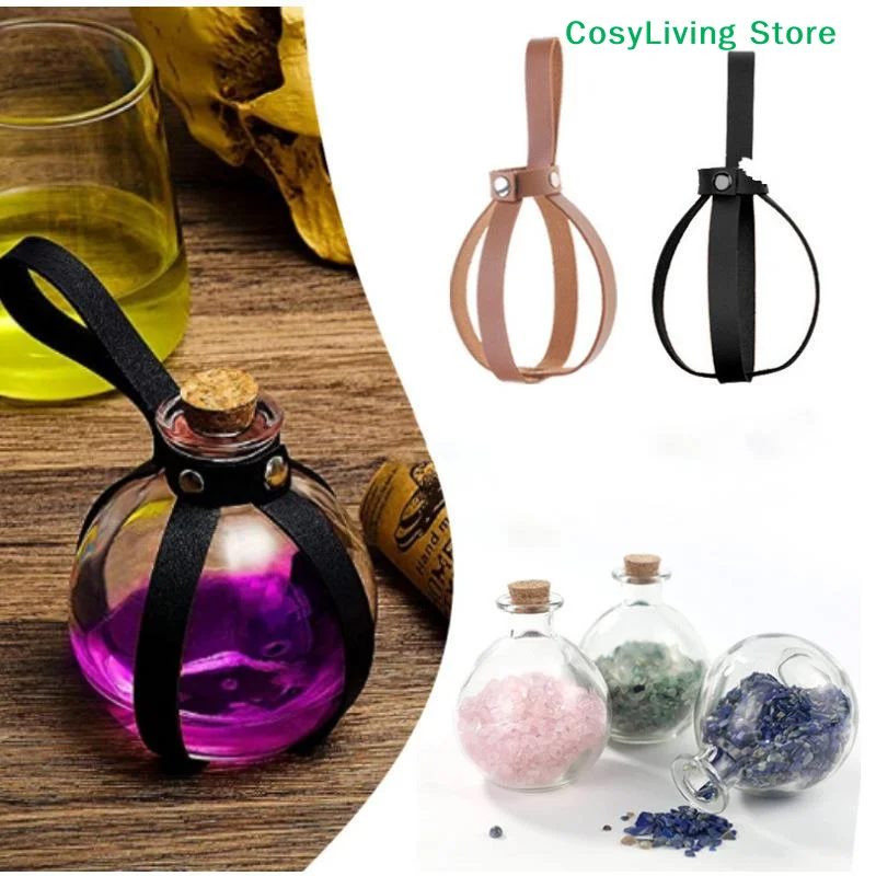[CL]Medieval Wizard Witch Dark Magic Cork Potion Glass Bottle Holder Steampunk Alchemist Healer Larp Cosplay Costume Belt Tool