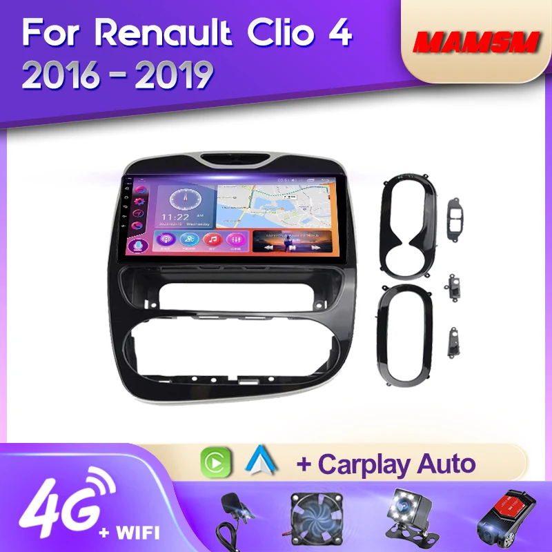 MAMSM 2K QLED Android 12 Car Radio For Renault Clio 4 2016 - 2019Multimedia Video Player navigation GPS Carplay Autoradio Stereo