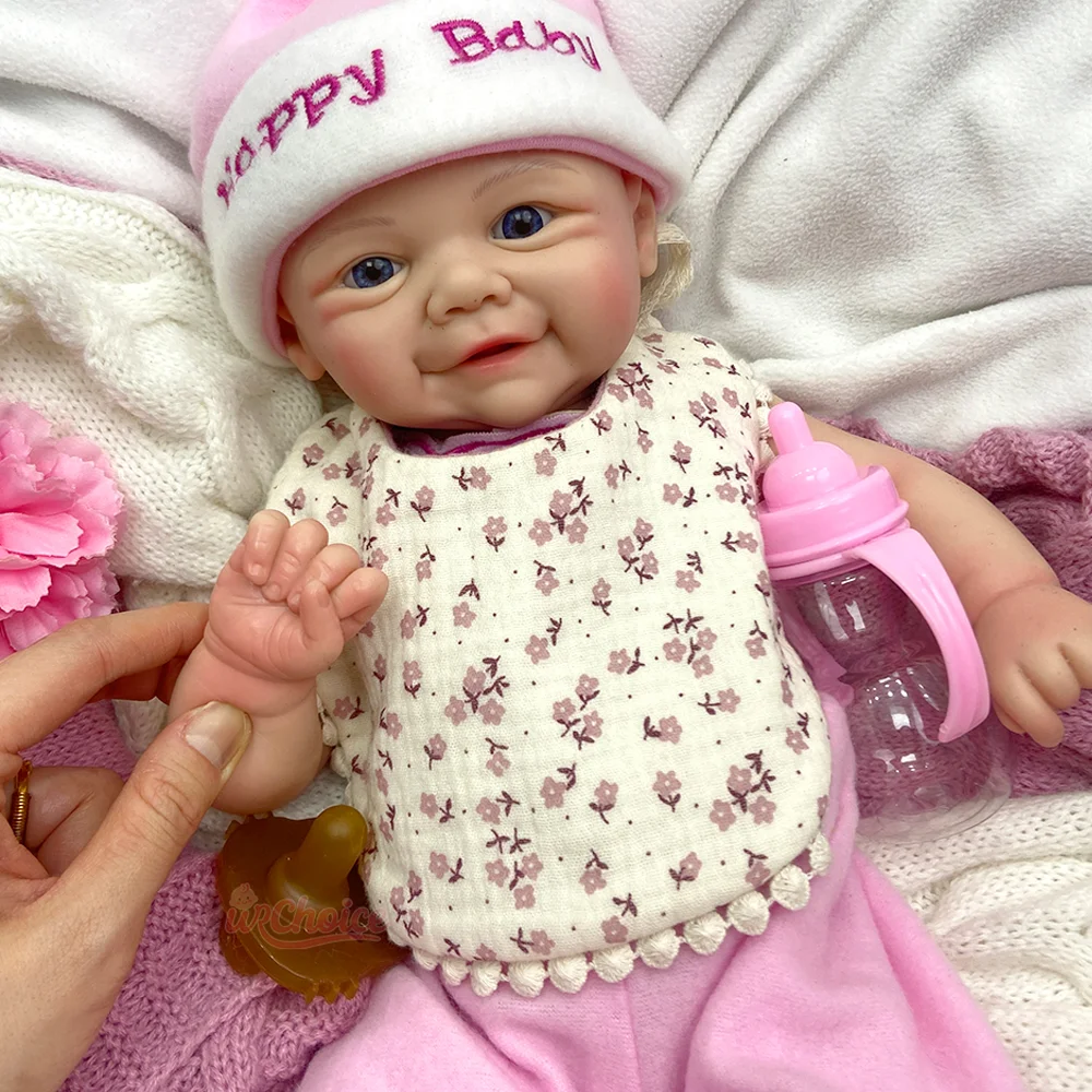 Adorable 17Inch Washable Newborn Bebe Girl/Boy Handmade Painted Silicone Reborn Baby Doll Spain Artist Realistic Blue Eyes Doll