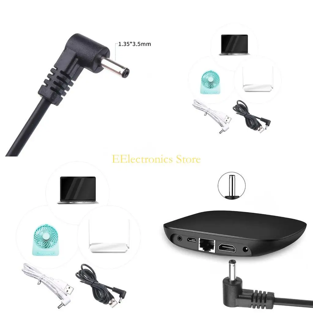 B03C Type A Male USB Turn to DC Power Male Plug Jack Adapter 90 Degree Male 3.5mm x 1.35mm Power Converter Cable