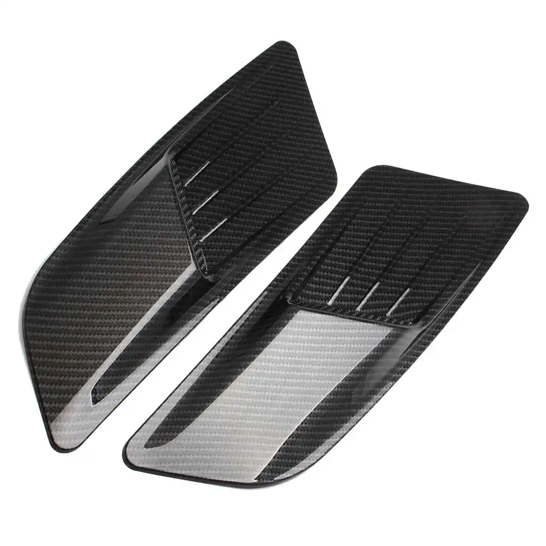 1 Pair Carbon Fiber Style ABS Car Hood Scoop Vent Bonnet Air Intake Cover Trim Decoration Universal