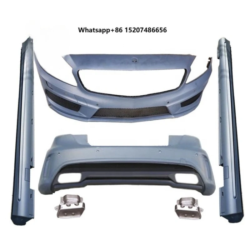 For W176 Body Kit With Exhaust Pipe Side Skirt Refit Amg Style A Class A45