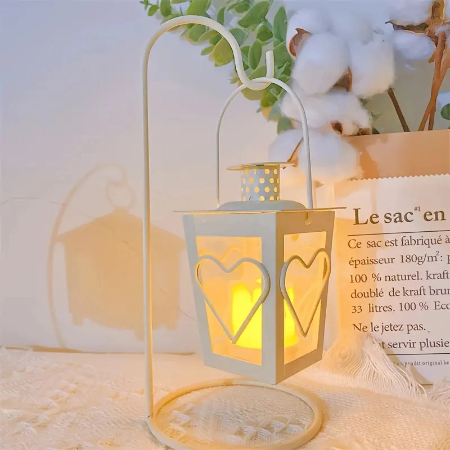 Christmas Gifts, Children's Gifts, Crib Warm Light, Candlestick Iron Shelf Square Iron Ornaments Creative Night Light, Gifts For