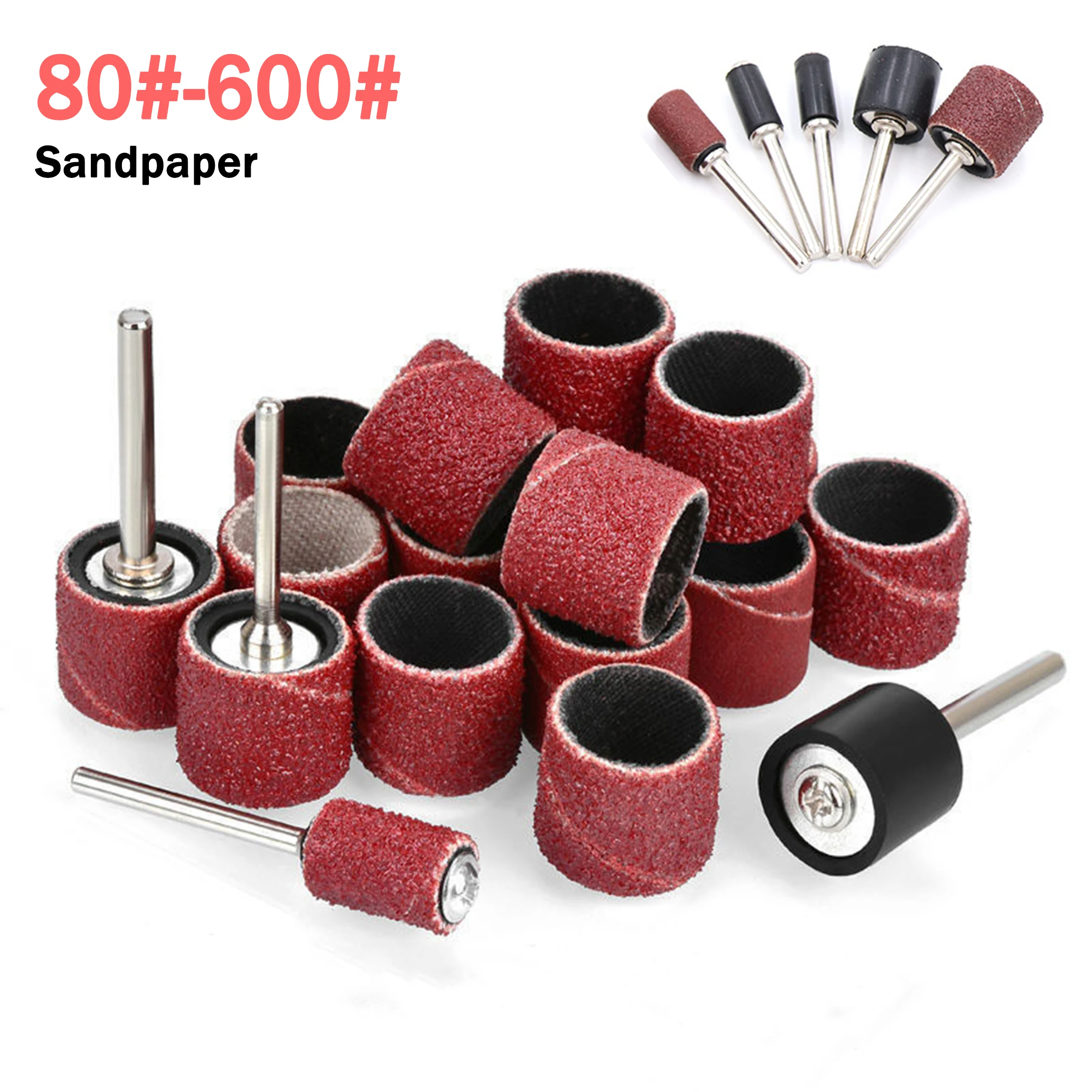 

Барабанные шлифовальные ленты 80, 120, 150, 180, 240, 320, 400, 600, зернистость с шлифовальными оправками для аксессуаров для ногтей Dremel