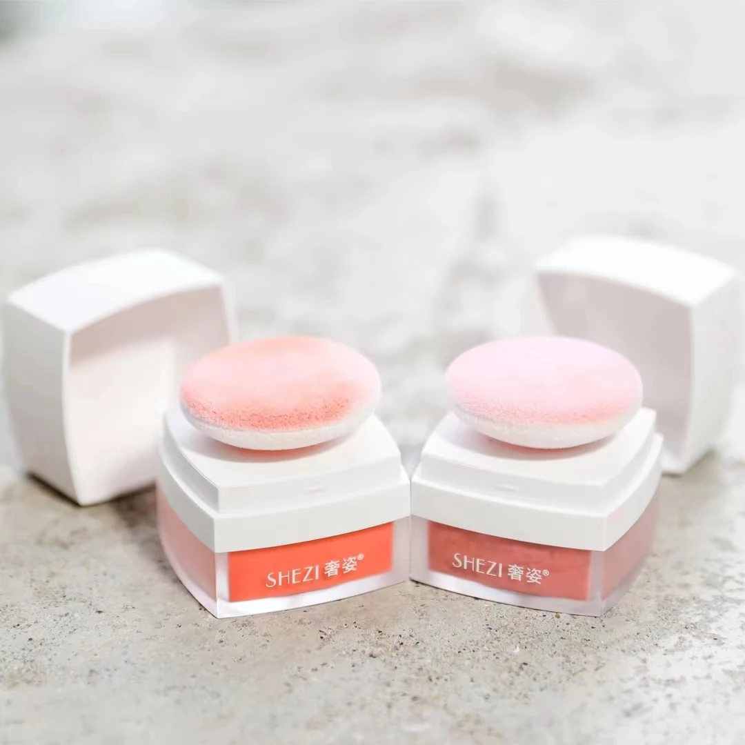 Shezi Blush Mushroom Head 2 colori cuscino d'aria Blush Powder Repair Face trucco a lunga durata in polvere delicato sulla pelle naturale trasparente